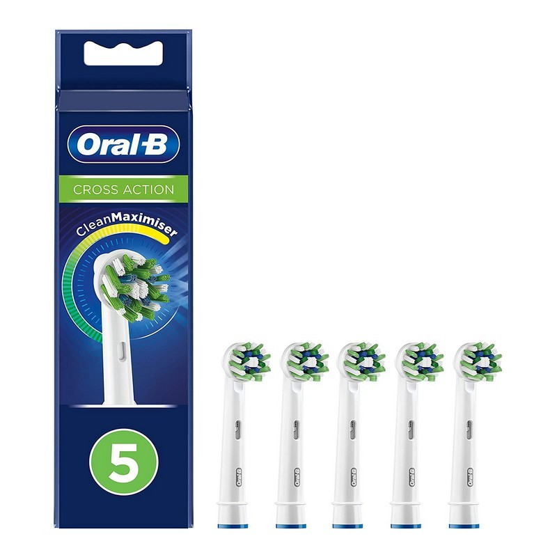 5 Oral B keičiamos šepetėlių galvutės Cross Action CleanMaximizer Braun