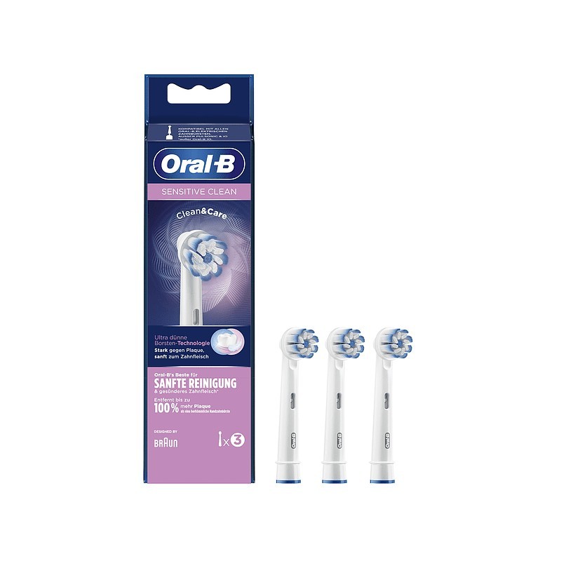 3 Braun OralB Sensitive Clean apvalios keičiamos šepetėlių galvutės