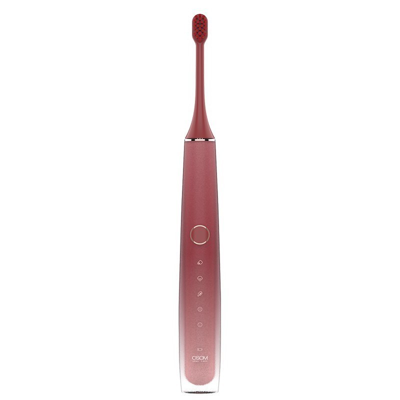 Elektrinis dantų šepetėlis OSOM Oral Care Sonic OSOMORALT40ROSE raudonas su veido valymo antgaliu
